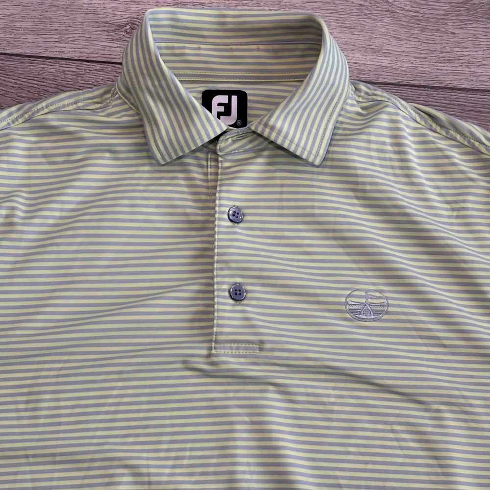FootJoy Golf Polo Mens Medium Green Striped Athletic Preppy Casual Active